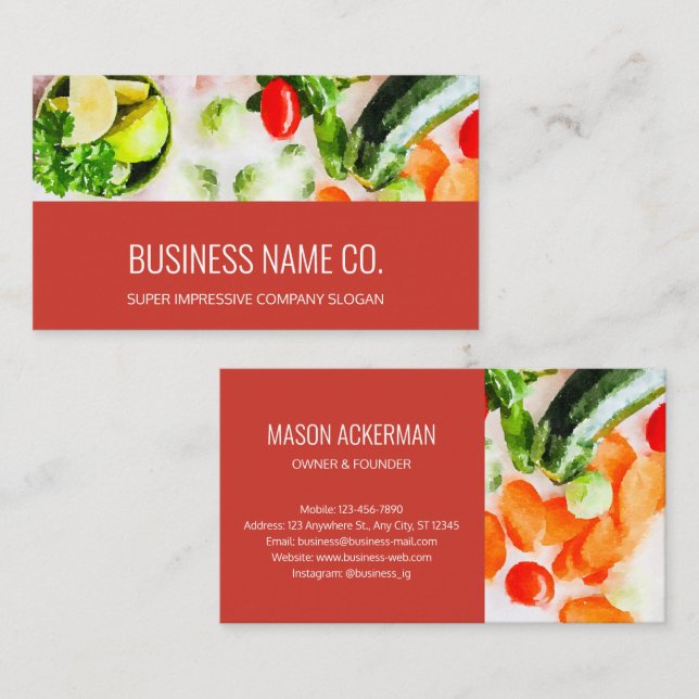 Restaurant Business Cards / Vine Red BG Visitenkarte (Vorne/Hinten)