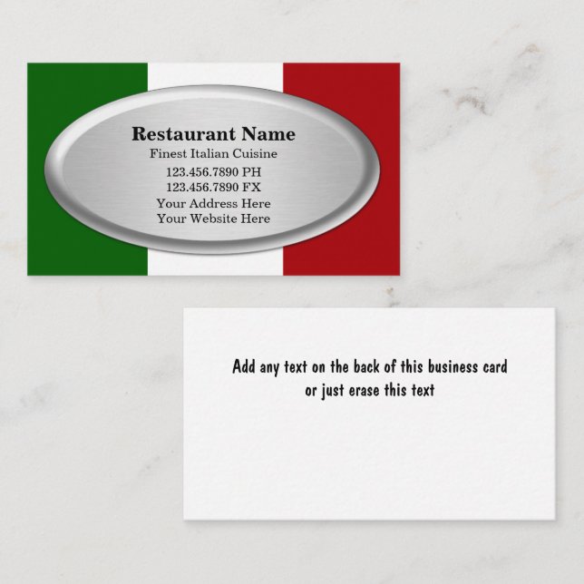 Restaurant Business Cards Visitenkarte (Vorne/Hinten)