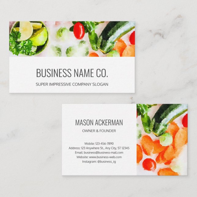 Restaurant Business Cards / White BG Visitenkarte (Vorne/Hinten)