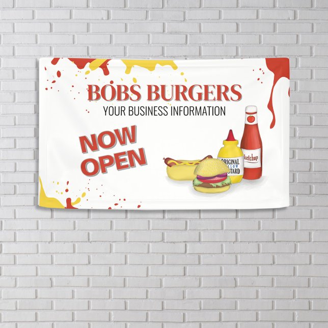 Restaurant Business Open Hamburger Sign Banner (Restaurant Hamburger Banner Sign)