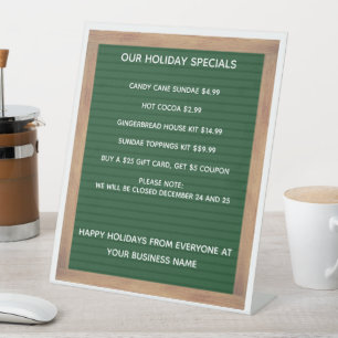 Restaurant Café Coffee Shop Preisliste Sockelschild