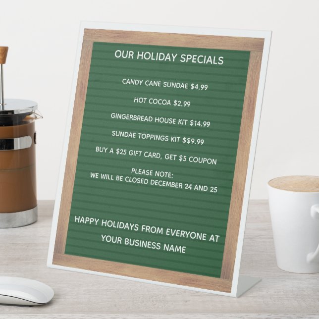 Restaurant Café Coffee Shop Preisliste Sockelschild (In Situ)