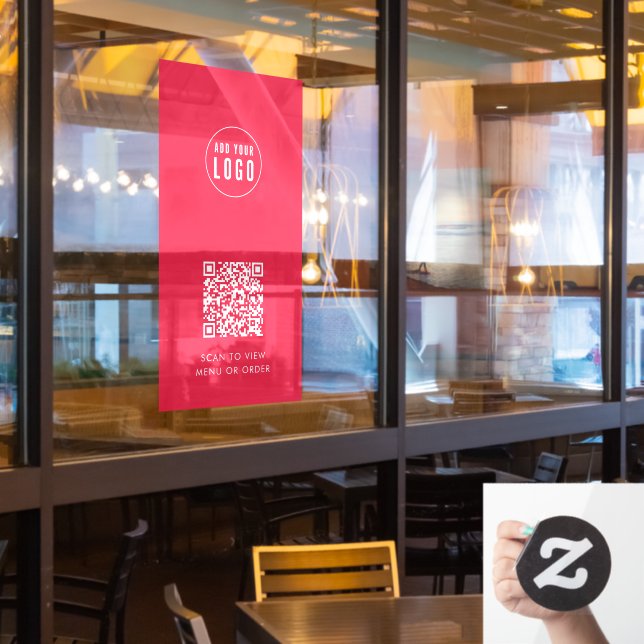 Restaurant Café hinzufügen Logo und QR-Code benutz Fensteraufkleber (Restaurantfenster)