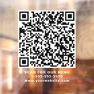 Restaurant Café QR Code White Fensteraufkleber
