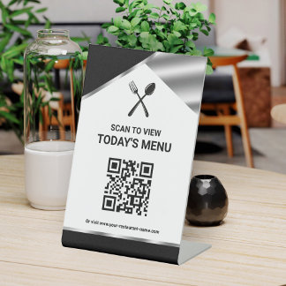 Restaurant Contacless QR Code Black Menu Sockelschild