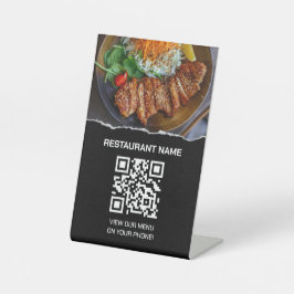 Restaurant Digital Menu QR Code Pedestal Sign Sockelschild
