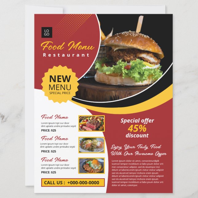 Restaurant Flyer Vorlage (Vorderseite)