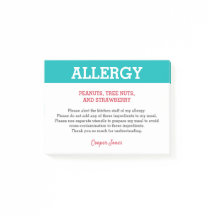 Restaurant "Food Allergy Alert" Personalisiert Aqu