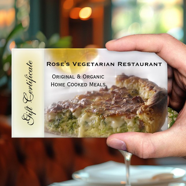 Restaurant Geschenkgutschein oder Geschenkgutschei Rabattkarte (Gift certificate for a vegetarian or vegan restaurant featuring your custom photo)