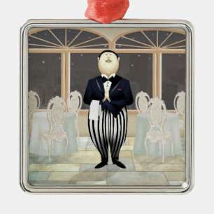 Restaurant-Kellner Silbernes Ornament