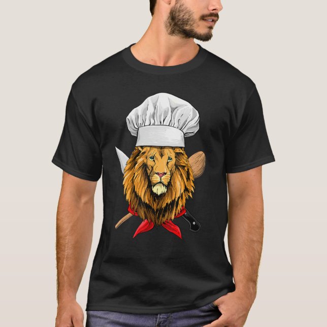 Restaurant Lion Chef Culinary Kitchen Cooking  Wil T-Shirt (Vorderseite)