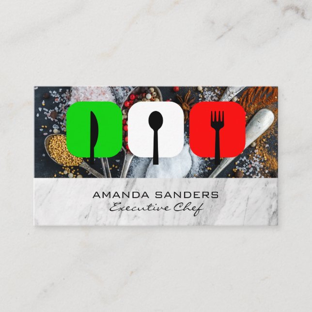 Restaurant-Logo | Kulinarische Künste | Gewürze Visitenkarte (Vorderseite)