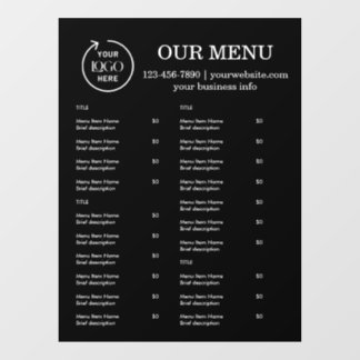 Restaurant-Menü | Menü des Black Logo Cafe Fensteraufkleber