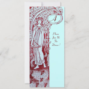 RESTAURANT MENU MONOGRAM Blaues Brot Abendessen, B Einladung