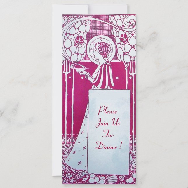RESTAURANT MENU MONOGRAMM Rosa Weißes Abendessen,  Einladung (Vorderseite)