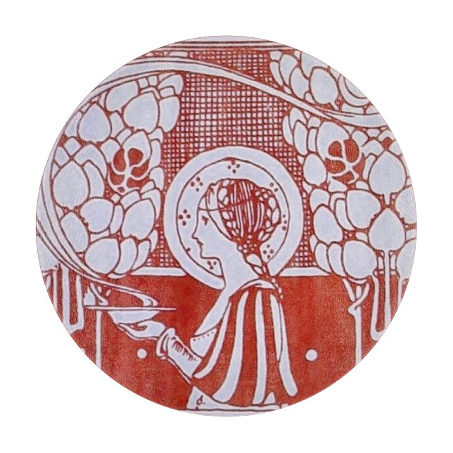 RESTAURANT MENU MONOGRAMM Rotes weißes Abendessen, Schneidebrett (Vorderseite)