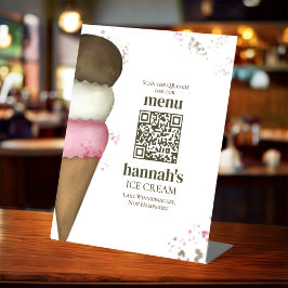 Restaurant Menü QR Code Vorlage Eiscreme Sockelschild