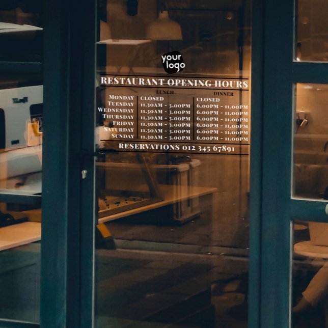 Restaurant mit individuellem Logo zum Mittagessen Fensteraufkleber (Von Creator hochgeladen)