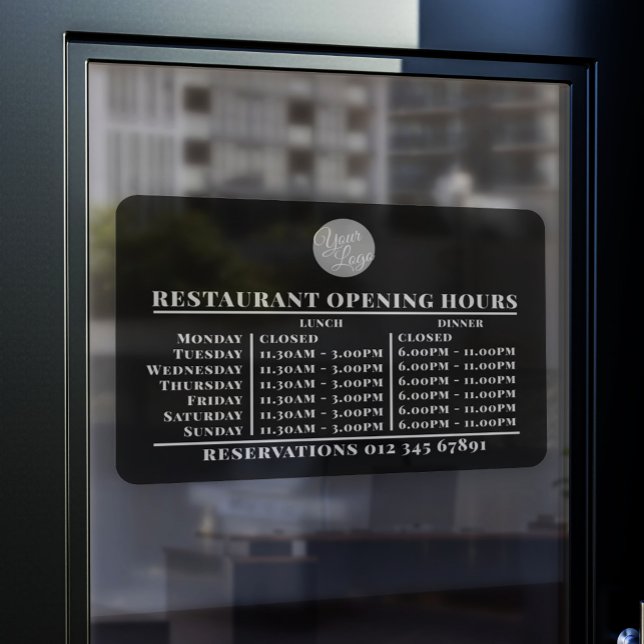 Restaurant mit individuellem Logo zum Mittagessen Fensteraufkleber (Von Creator hochgeladen)