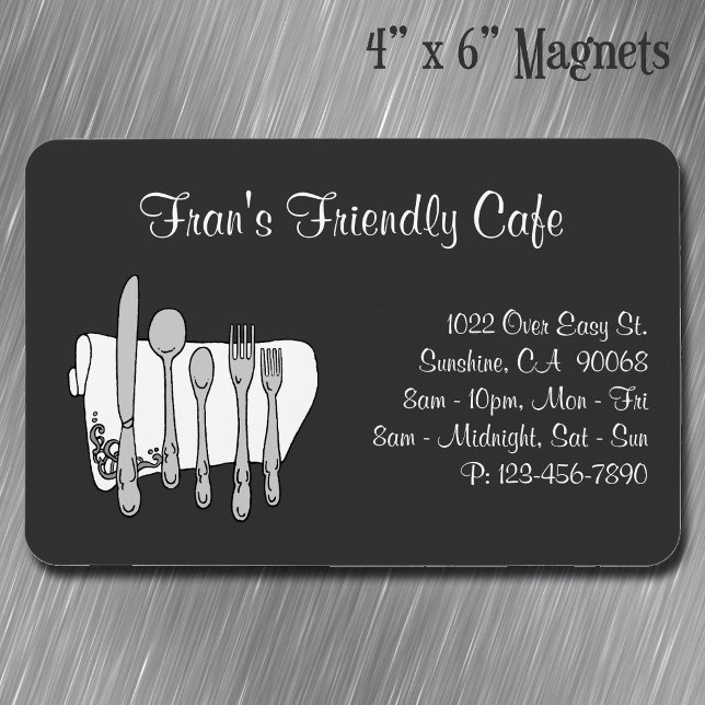 Restaurant mit Schwarz-weißem Ambiente Magnet (Dinnerware Restaurant Black White Custom 4" x 6" Magnet)