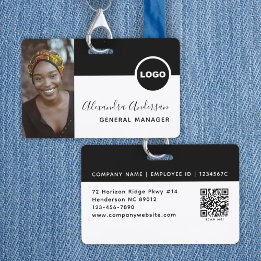 Restaurant-Mitarbeiter-Foto-ID-QR-Code Schwarz Ausweis