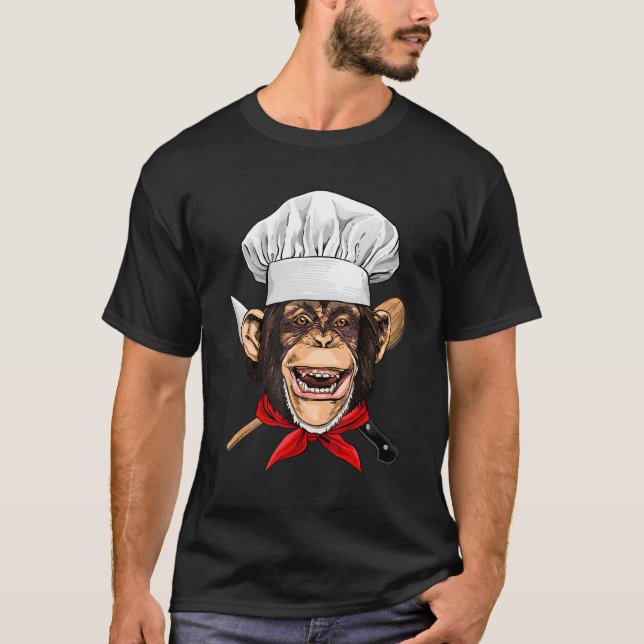 Restaurant Monkey Chef Cook Culinary Kitchen Cooki T-Shirt (Vorderseite)