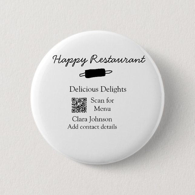 Restaurant Name Scan QR Menü hinzufügen Kontaktdat Button (Vorderseite)
