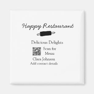 Restaurant Name Scan QR Menü hinzufügen Kontaktdat Magnet