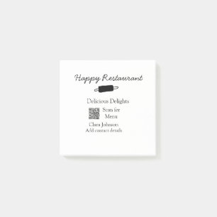 Restaurant Name Scan QR Menü hinzufügen Kontaktdat Post-it Klebezettel