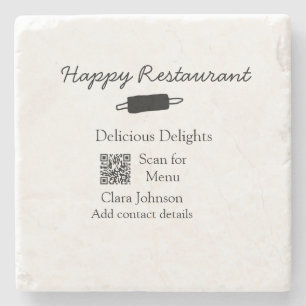 Restaurant Name Scan QR Menü hinzufügen Kontaktdat Steinuntersetzer