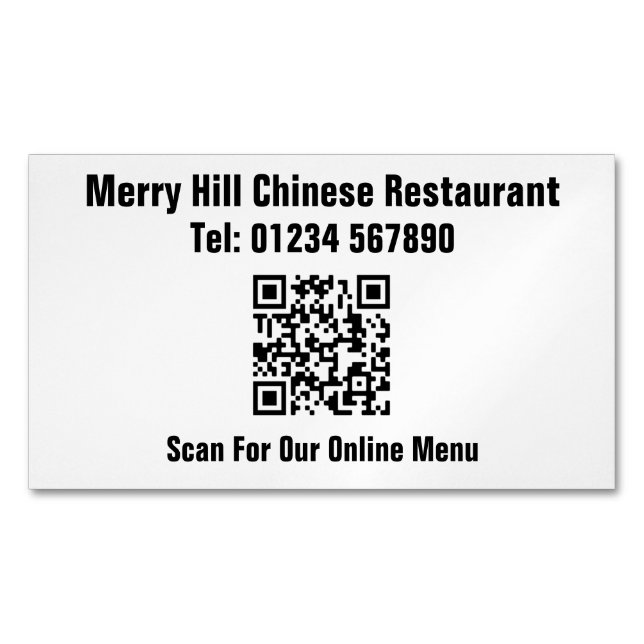 Restaurant Online Menü QR Code Magnetische Visitenkarte (Vorderseite)
