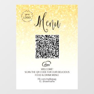 *~* Restaurant QR + LOGO Glitzer Fensteraufkleber