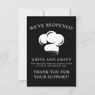 Restaurant Schwarz Weiße Kochmütze Covid Wiedererö Dankeskarte