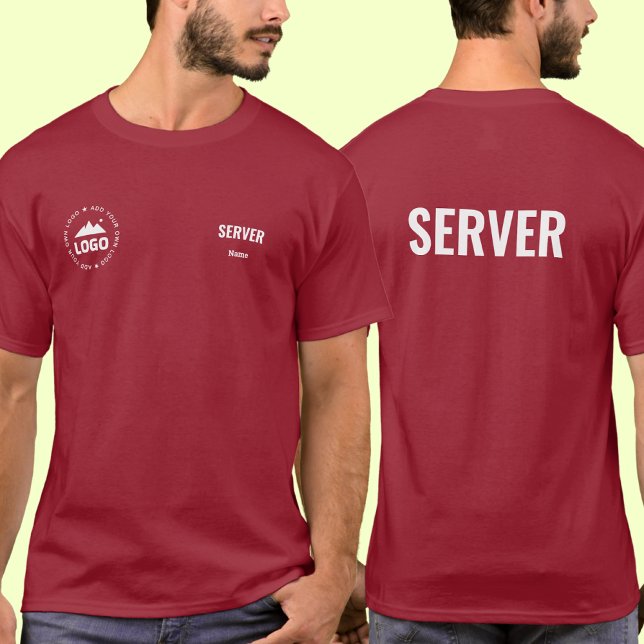 Restaurant Server T-Shirt Uniform Custom Name Logo (Von Creator hochgeladen)