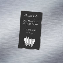 Restaurant Silverware Schwarz Magnet Card