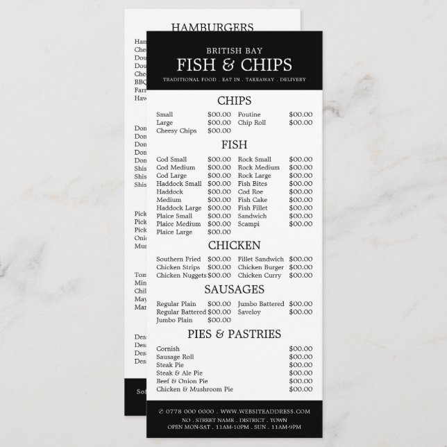 Restaurant Slimline Menükarte (Vorne/Hinten)