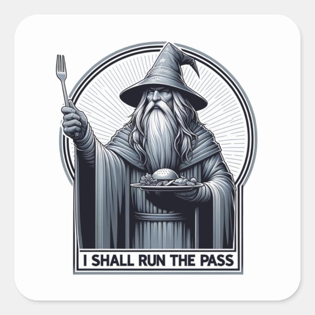 Restaurant Spaß I wird den Pass laufen lassen Quadratischer Aufkleber (Vorderseite)