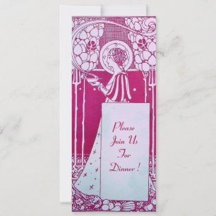 RESTAURANT-SPEISEKARTE MONOGRAMM Rosa Weiße Abend- Einladung