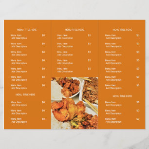 Restaurant-Takeout-Logo Orange dreiseitige Menü