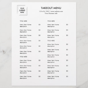 Restaurant Takeout   Menü "Minimalistische Logos" 