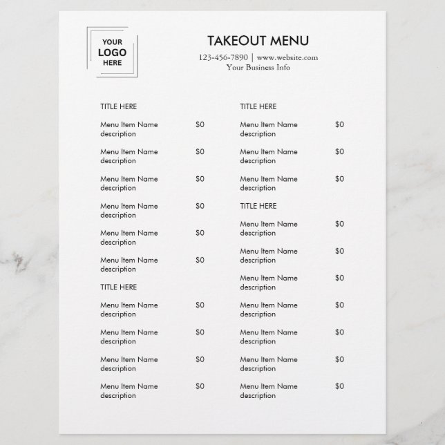 Restaurant Takeout | Menü "Minimalistische Logos"  (Vorne)