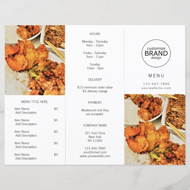 Restaurant Takeout Modernes Logo Foto Drei-Facette (Vorderseite)