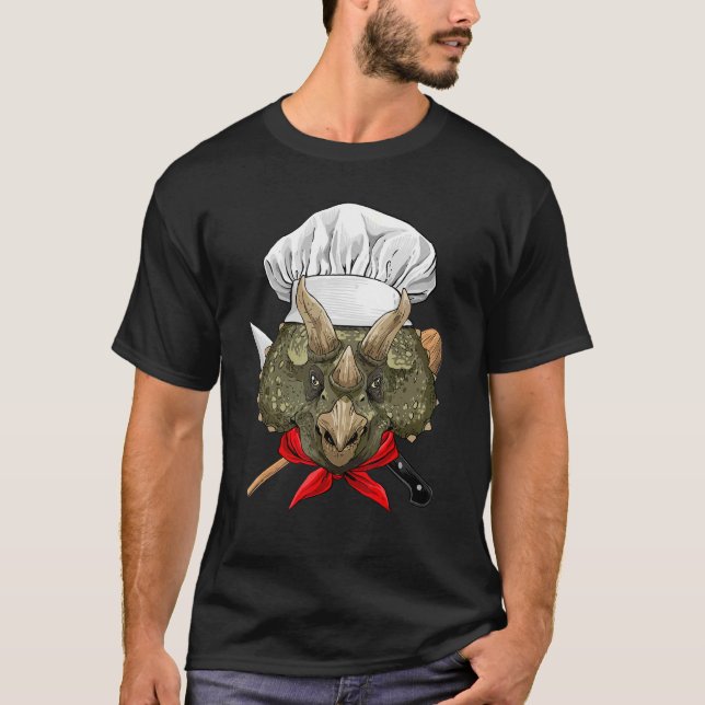 Restaurant Triceratops Chef Cook Kitchen Cooking   T-Shirt (Vorderseite)