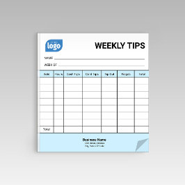 Restaurant Weekly Mini Tips Tracker Notepad Notizblock