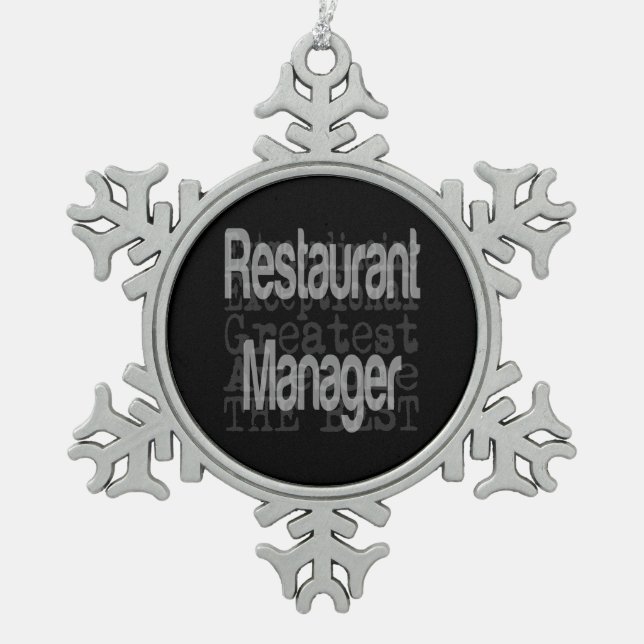 Restaurantführer Schneeflocken Zinn-Ornament (Vorderseite)