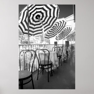 Restauranttische in Schwarz und Weiß Poster