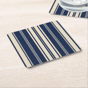 Restaurations Elfenbein Navy Blau Vintage Webemust Rechteckiger Pappuntersetzer