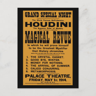 Restauriert 1914 Harry Houdini gelbe Plakatwand Postkarte