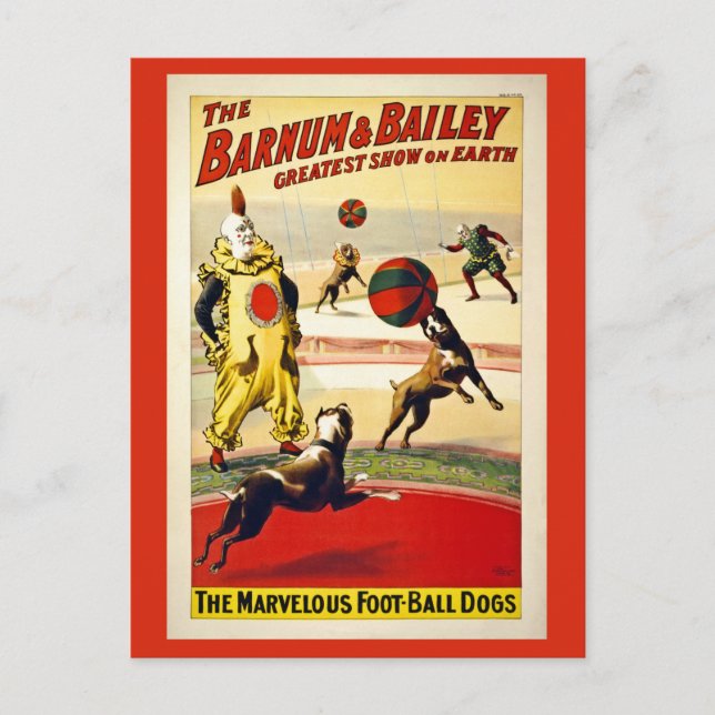 Restauriert, Barnum und Bailey, Hunde, Fußball Postkarte (Vorderseite)
