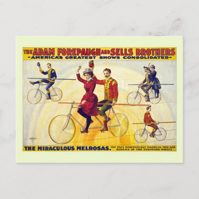 Restaurierte Fahrradakrobaten Forepaugh Sells Postkarte (Vorderseite)